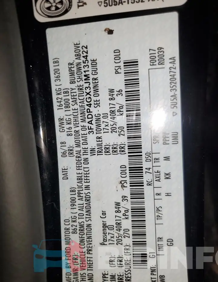 3FADP4GX3JM135422 Photo# 12