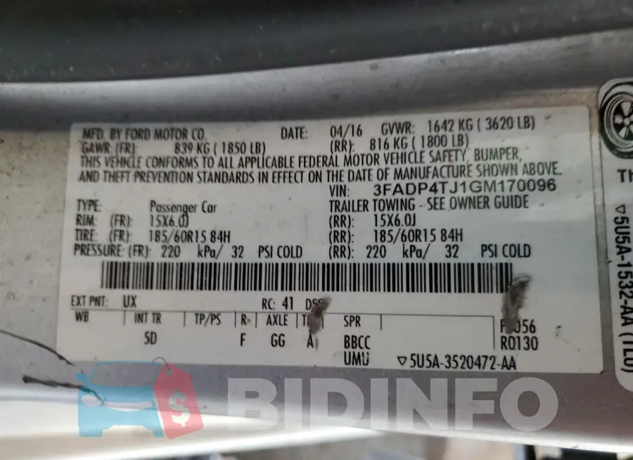 3FADP4TJ1GM170096 Photo# 12