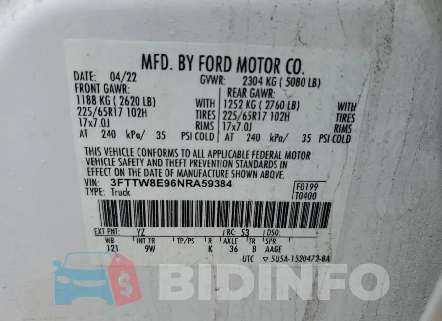 3FTTW8E96NRA59384 Photo# 12