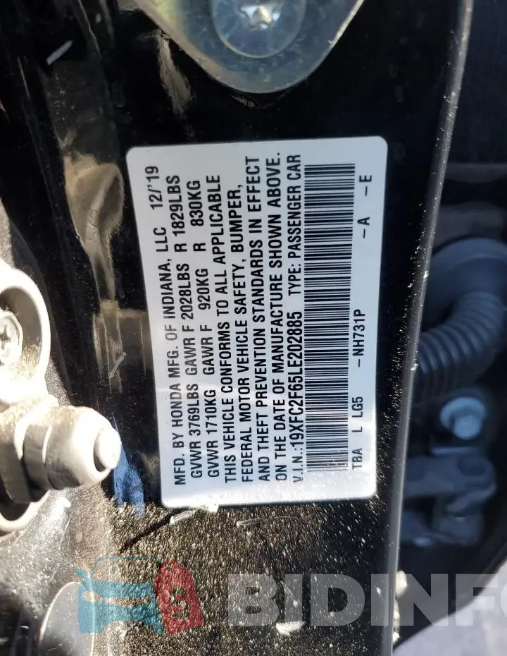 19XFC2F65LE202885 Photo# 12