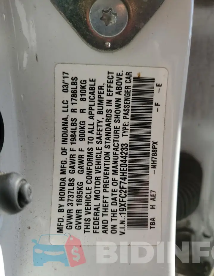 19XFC2F74HE044233 Photo# 12