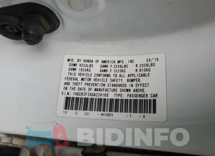 1HGCR2F3XGA224169 Photo# 12
