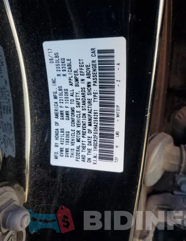 1HGCR2F50HA256261 Photo# 12