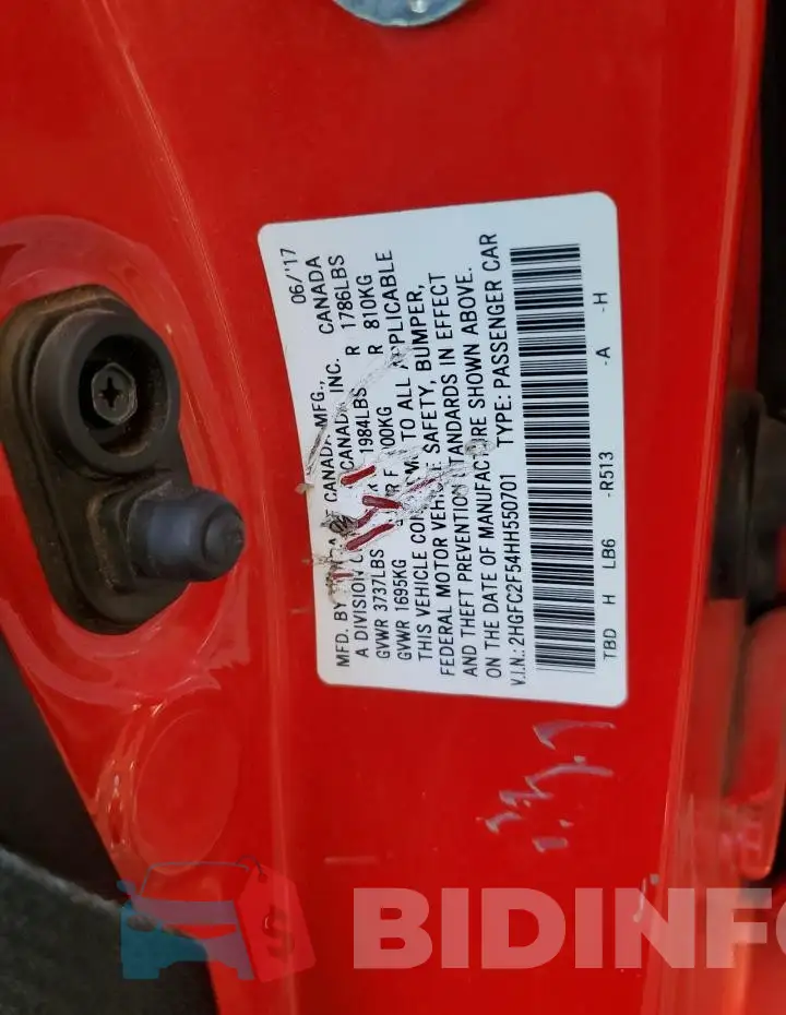 2HGFC2F54HH550701 Photo# 12