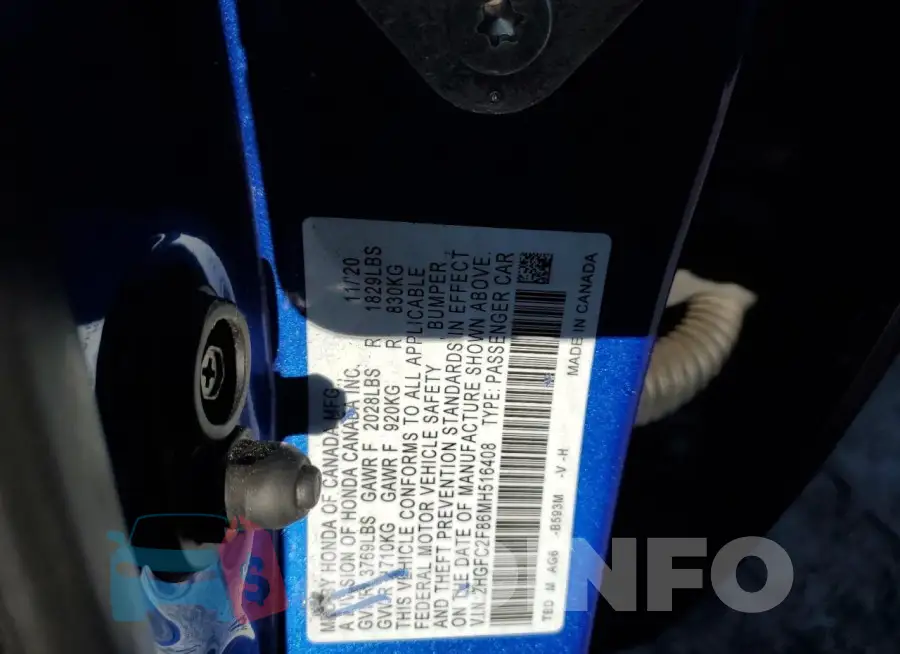 2HGFC2F86MH516408 Photo# 13