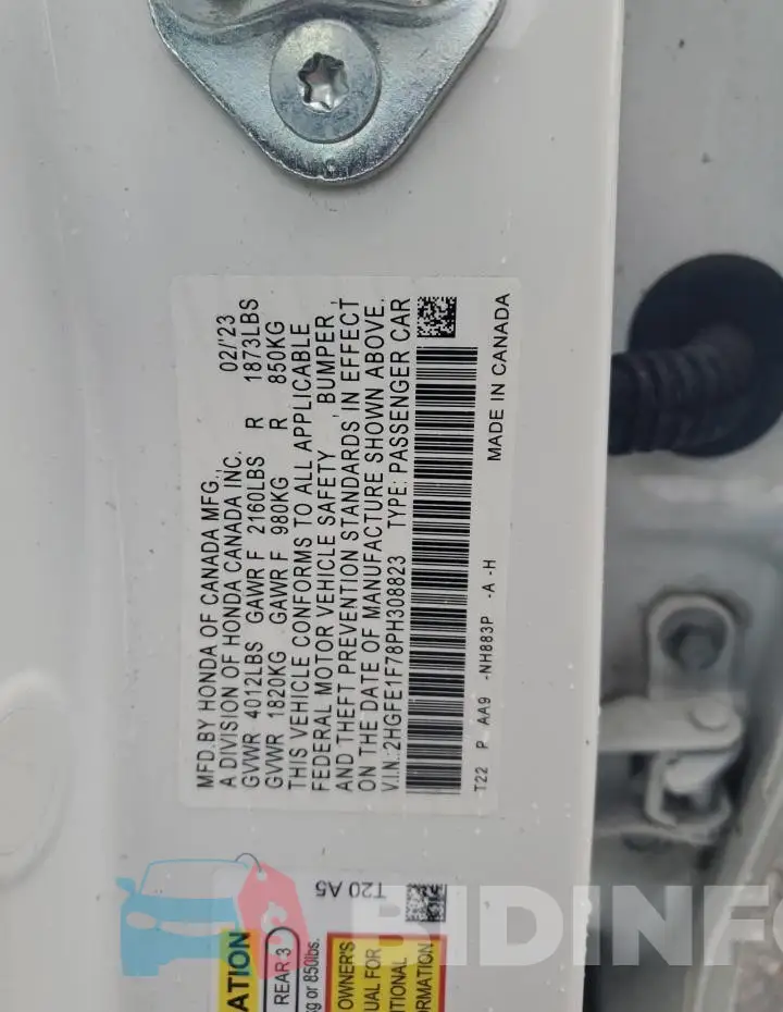 2HGFE1F78PH308823 Photo# 12