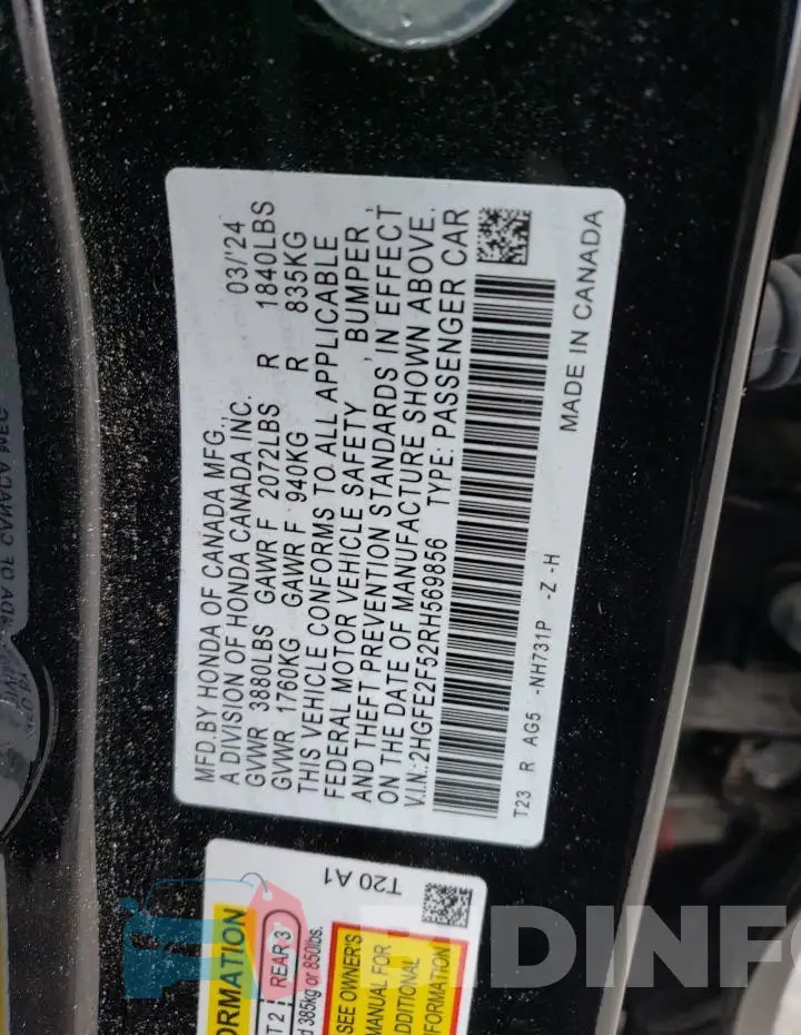 2HGFE2F52RH569856 Photo# 12