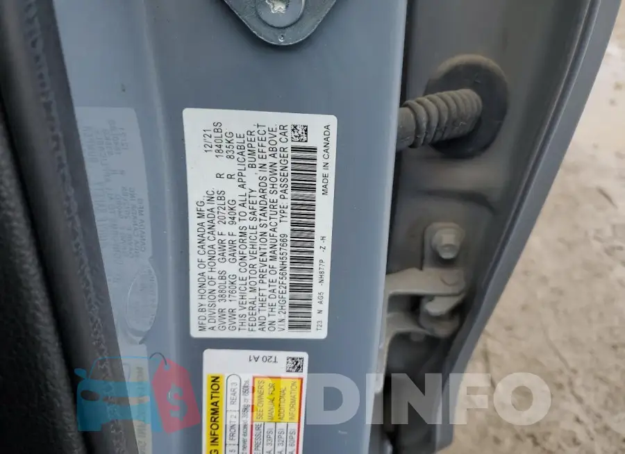 2HGFE2F56NH557669 Photo# 12
