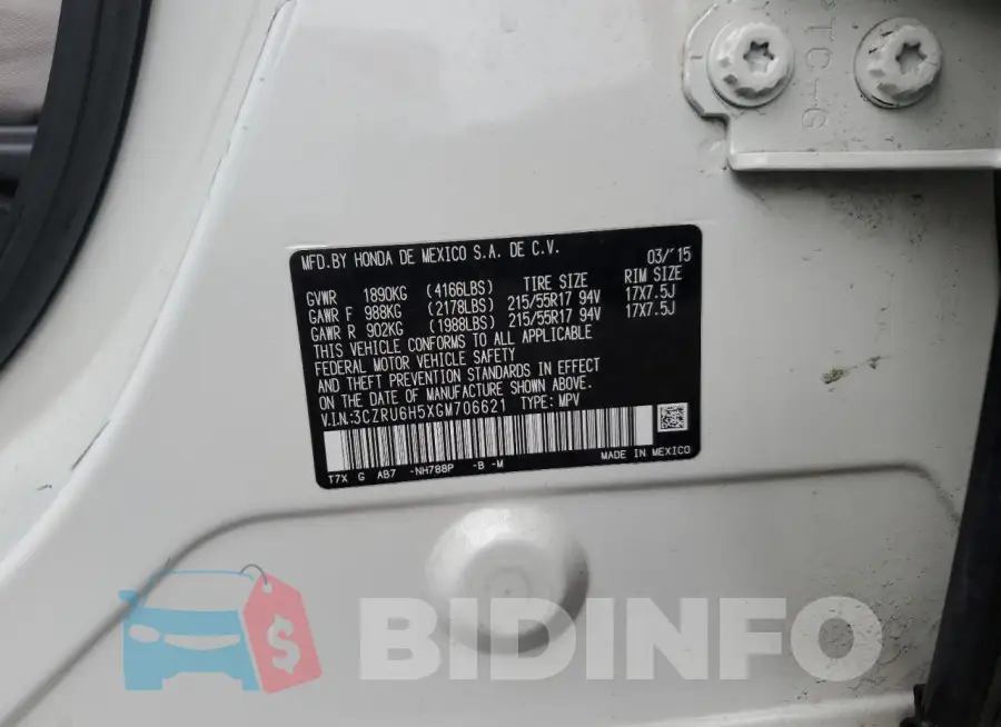 3CZRU6H5XGM706621 Photo# 12