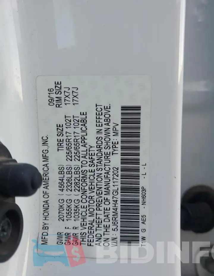5J6RM4H47GL117202 Photo# 13