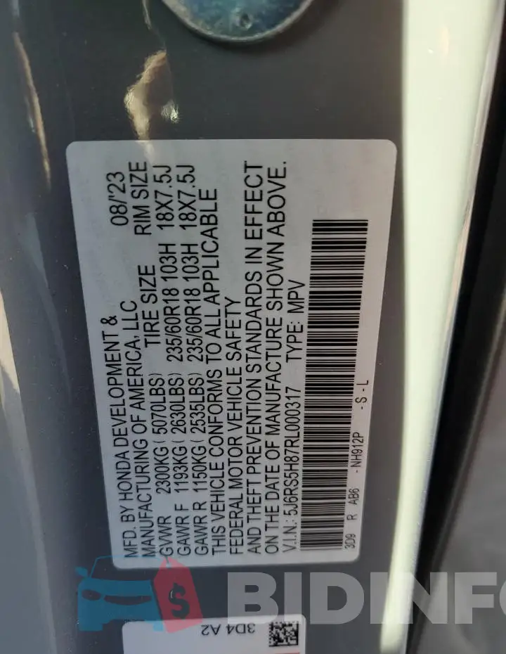 5J6RS5H87RL000317 Photo# 13