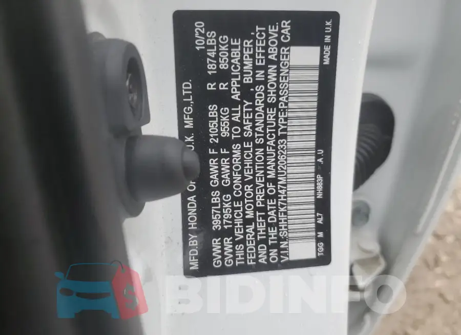 SHHFK7H47MU206233 Photo# 13