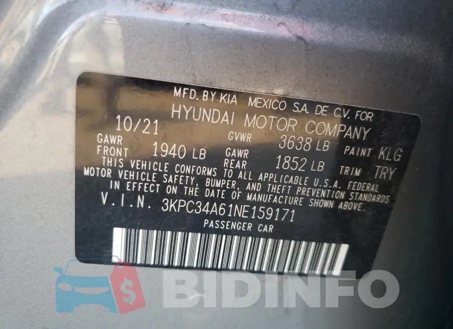 3KPC34A61NE159171 Photo# 13