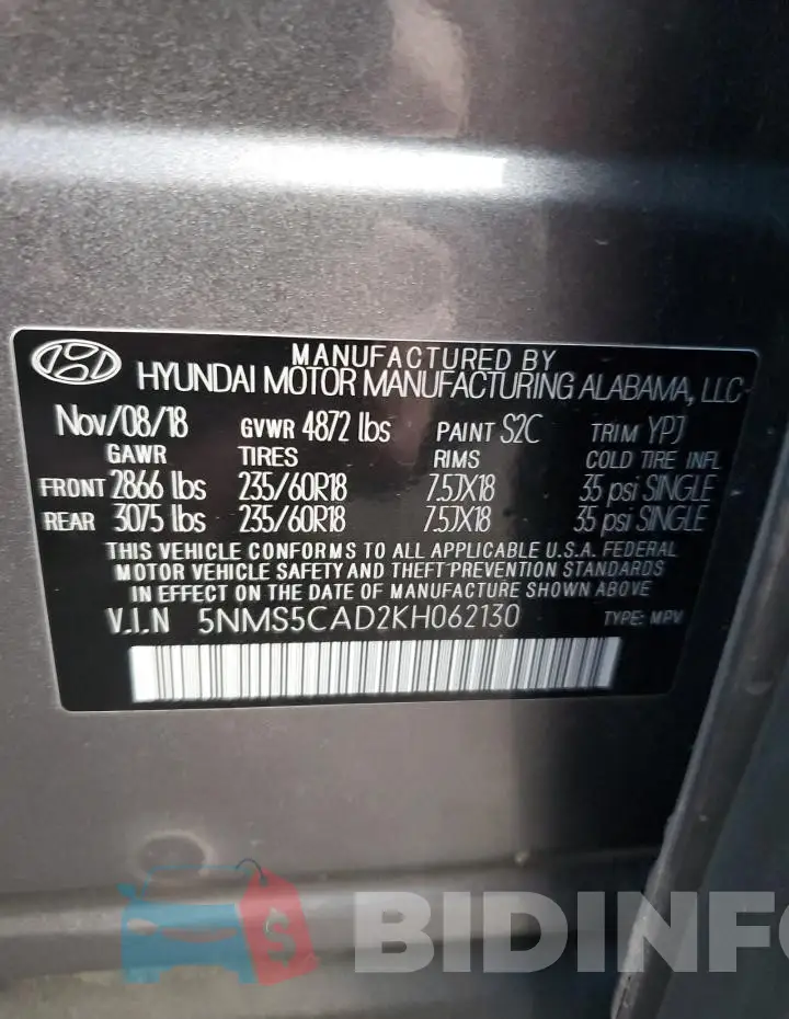 5NMS5CAD2KH062130 Photo# 13