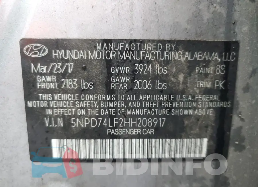 5NPD74LF2HH208917 Photo# 12