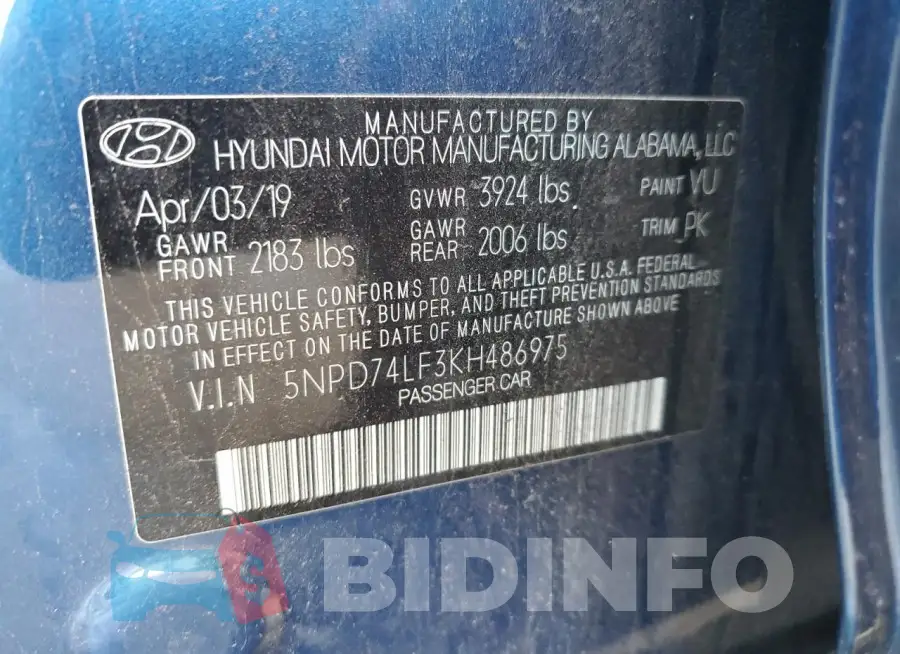 5NPD74LF3KH486975 Photo# 12