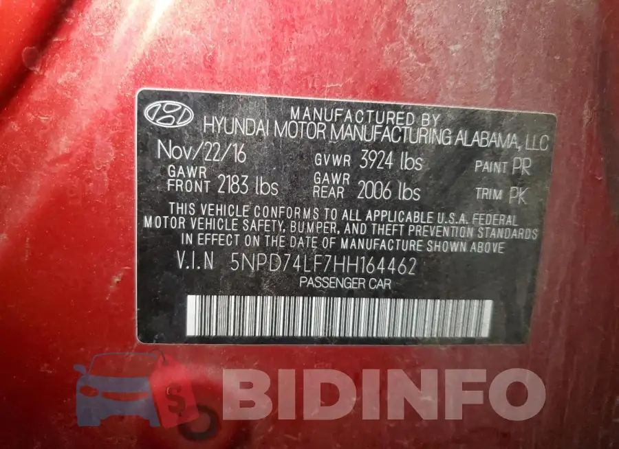 5NPD74LF7HH164462 Photo# 12