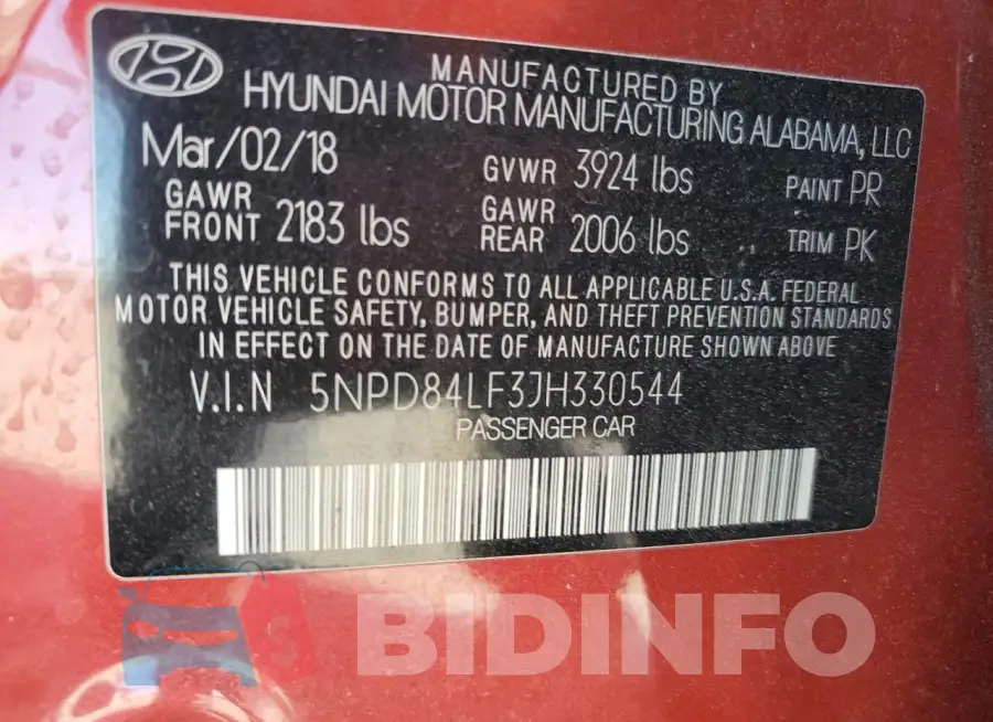 5NPD84LF3JH330544 Photo# 13