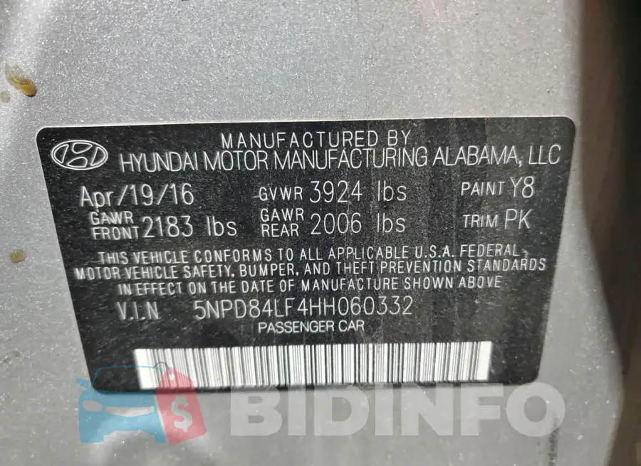 5NPD84LF4HH060332 Photo# 12