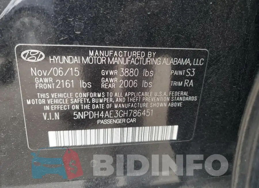 5NPDH4AE3GH786451 Photo# 12
