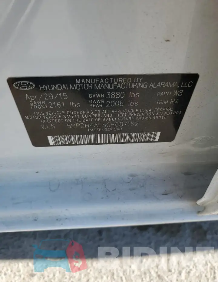 5NPDH4AE5GH687162 Photo# 12