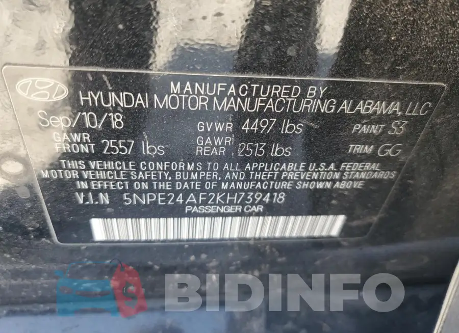5NPE24AF2KH739418 Photo# 12