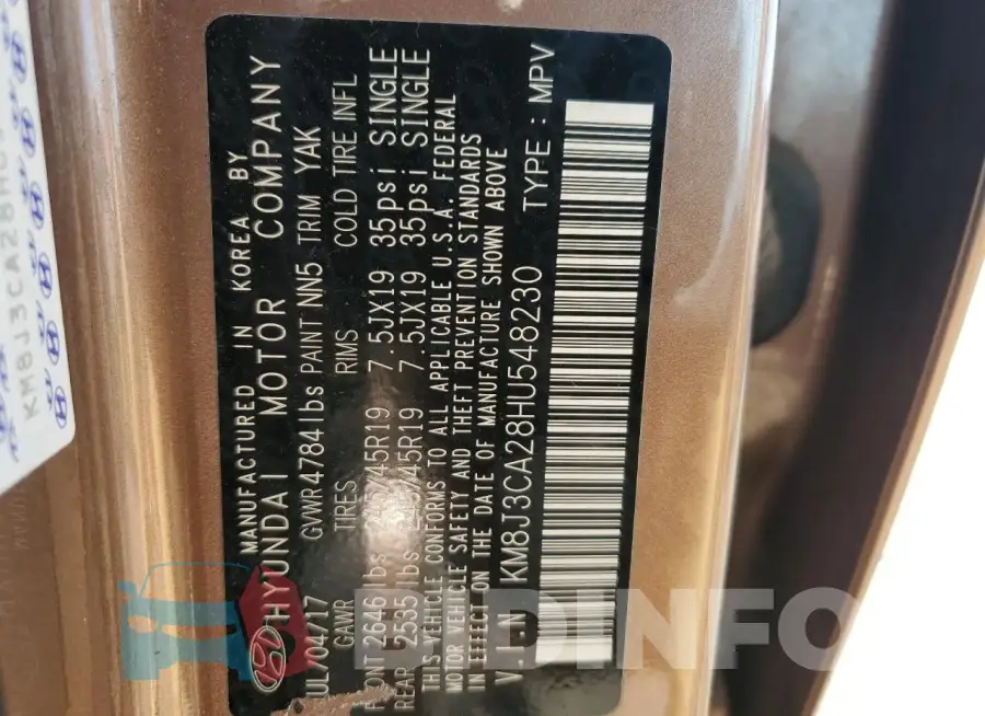 KM8J3CA28HU548230 Photo# 13