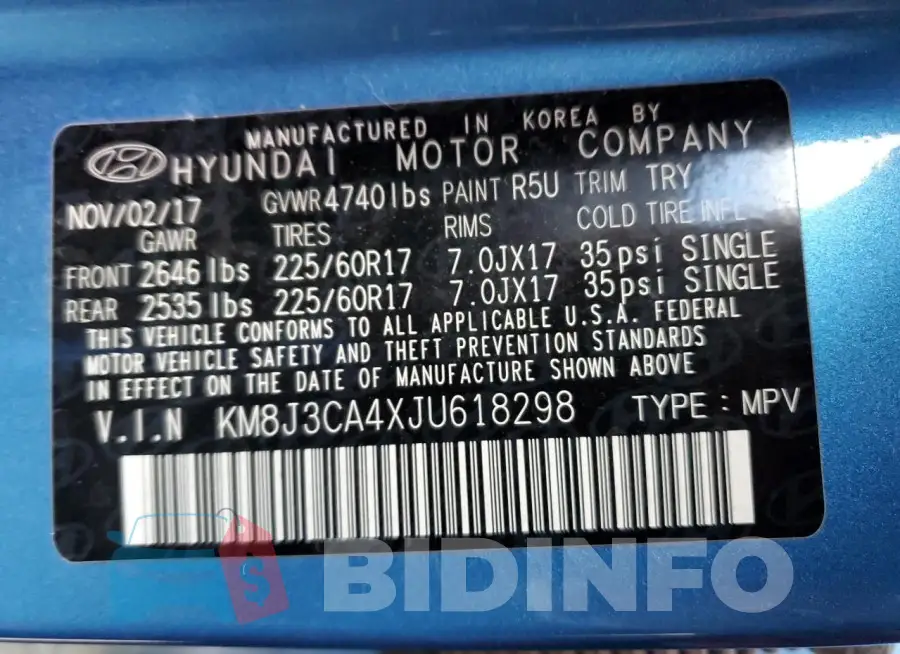 KM8J3CA4XJU618298 Photo# 13