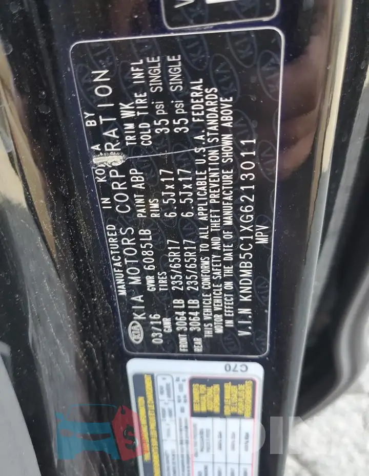 KNDMB5C1XG6213011 Photo# 13