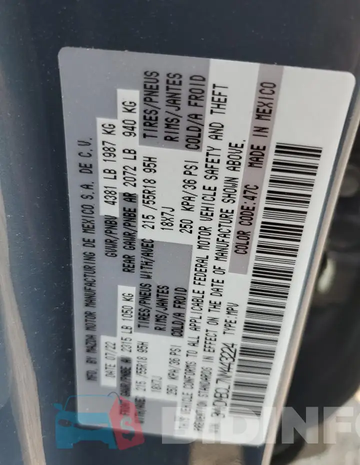 3MVDMBCL7NM443224 Photo# 12