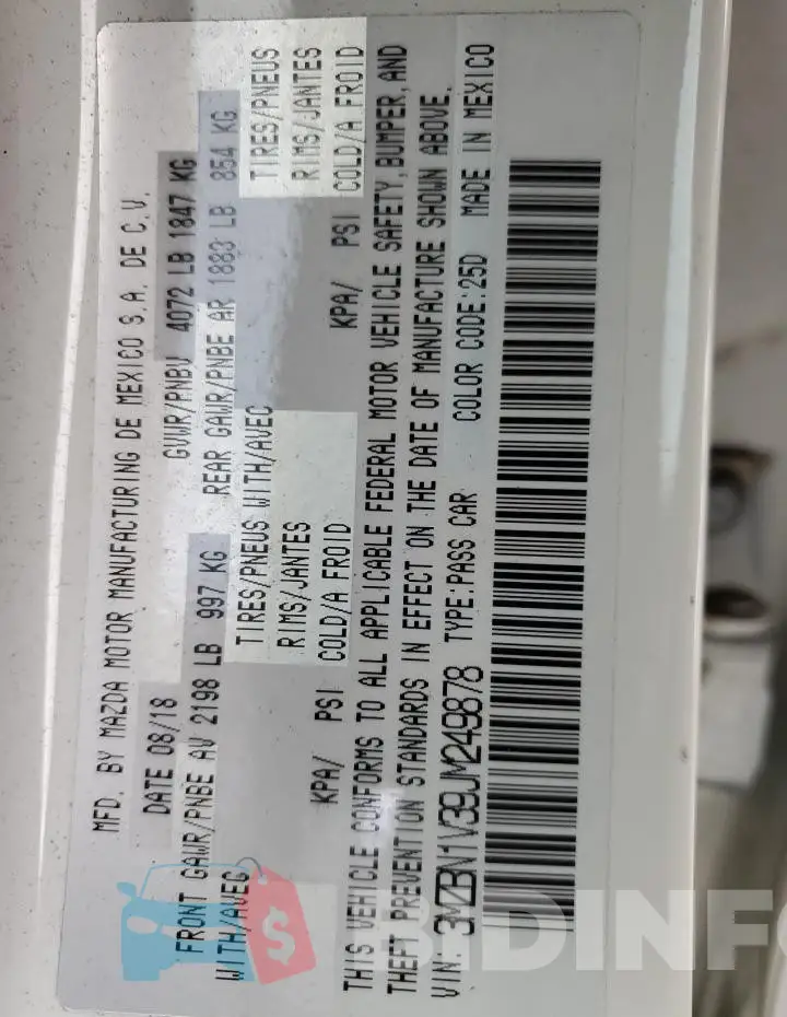 3MZBN1V39JM249878 Photo# 13