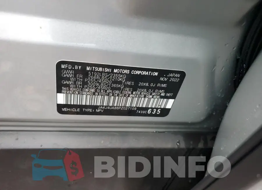 JA4J4UA86PZ027109 Photo# 12