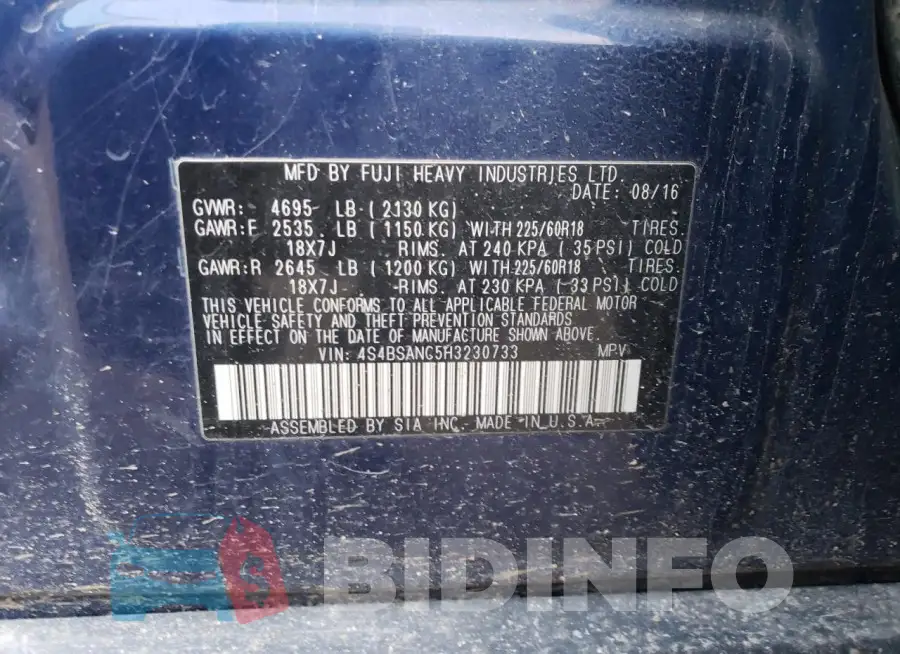 4S4BSANC5H3230733 Photo# 13