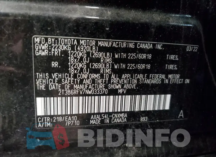 2T3B6RFV7NW033370 Photo# 13