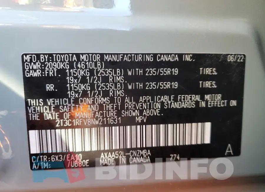 2T3C1RFV8NW211631 Photo# 12