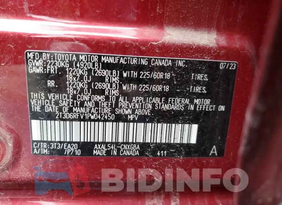2T3D6RFV1PW042450 Photo# 13