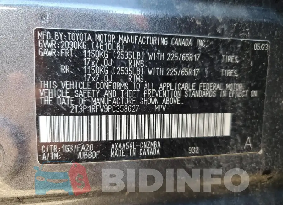 2T3P1RFV9PC358627 Photo# 13