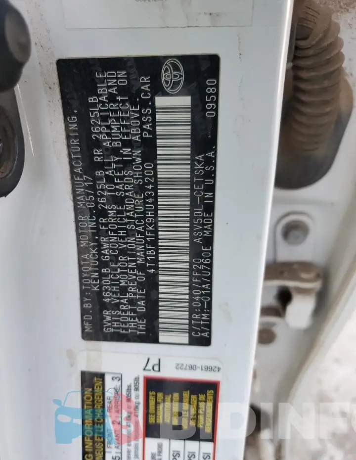 4T1BF1FK9HU434200 Photo# 12