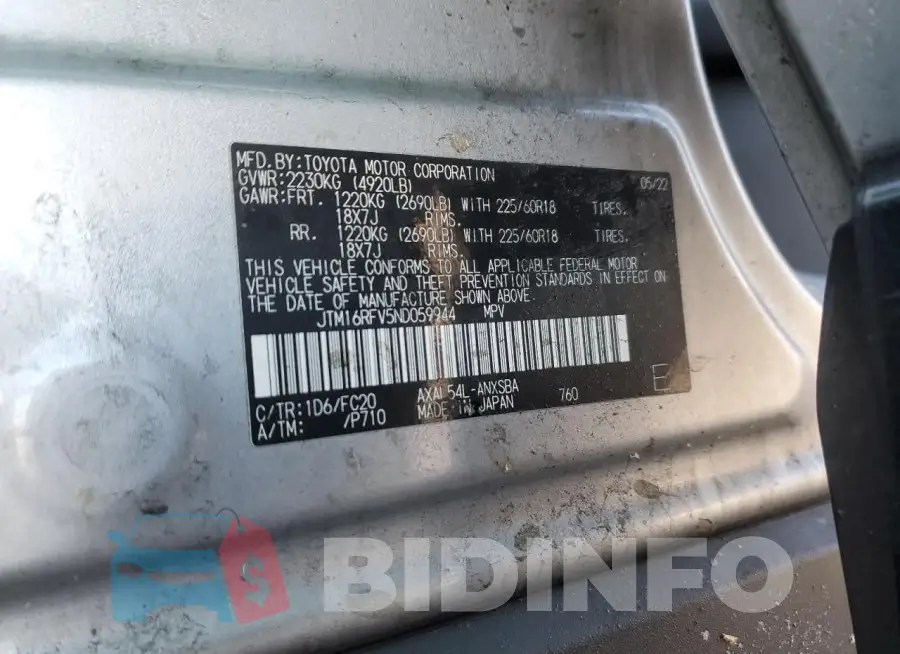 JTM16RFV5ND059944 Photo# 13