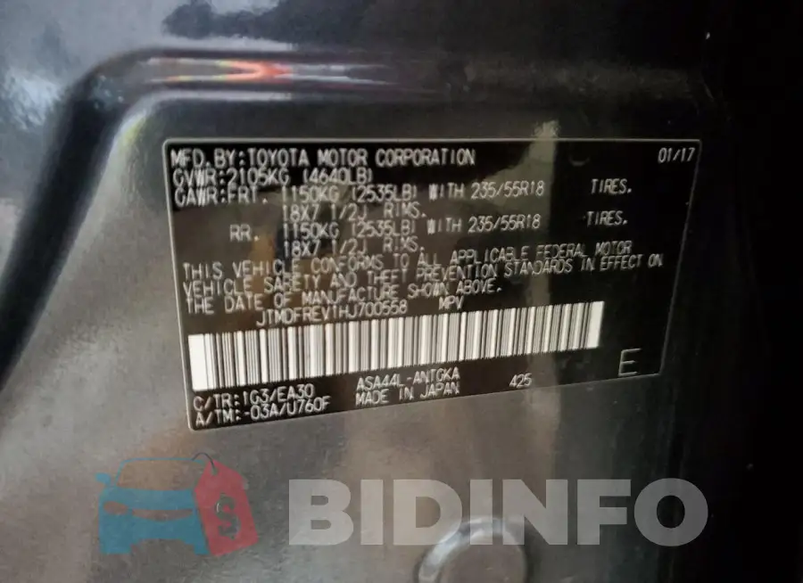 JTMDFREV1HJ700558 Photo# 13