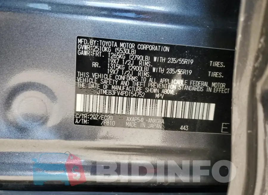 JTMEB3FV4PD154752 Photo# 13