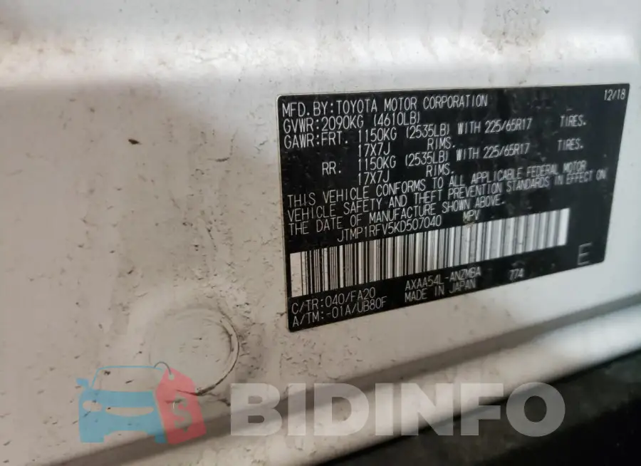 JTMP1RFV5KD507040 Photo# 13