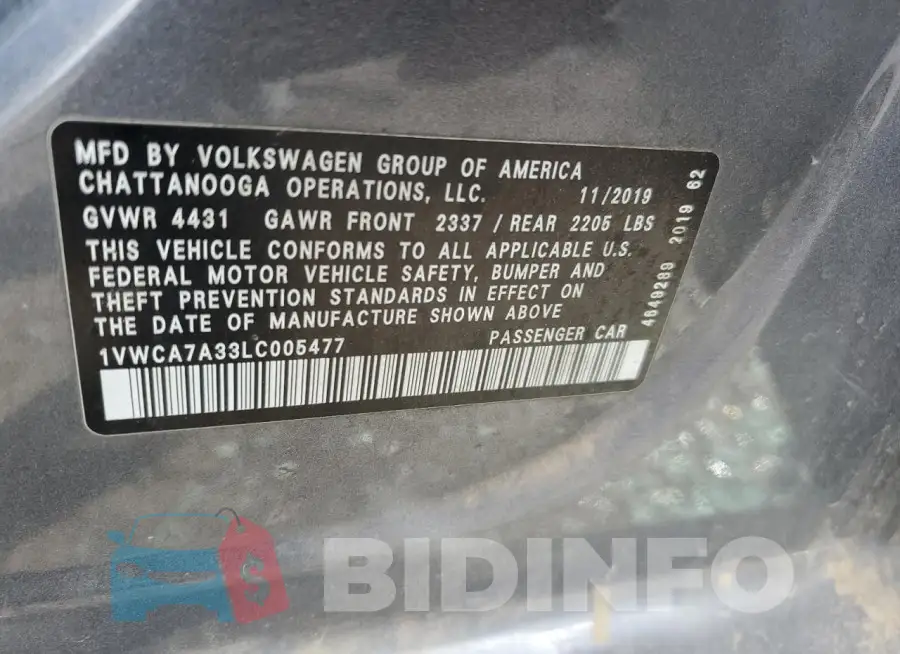 1VWCA7A33LC005477 Photo# 12
