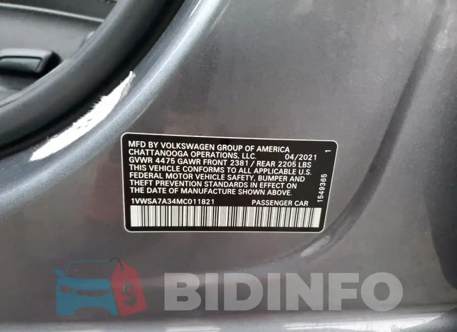 1VWSA7A34MC011821 Photo# 12