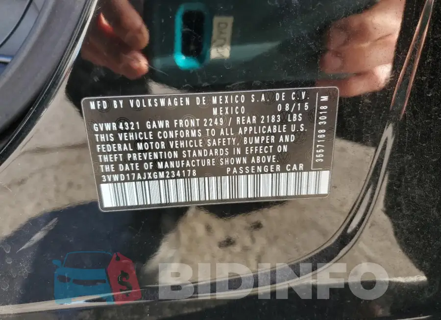 3VWD17AJXGM234178 Photo# 12