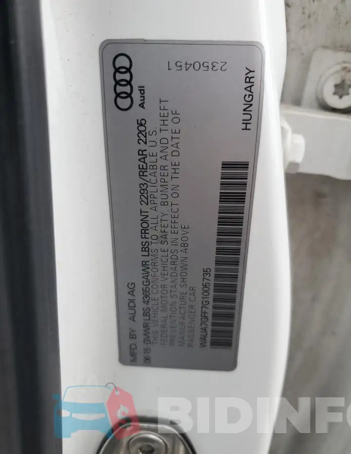 WAUA7GFF7G1005735 Photo# 12
