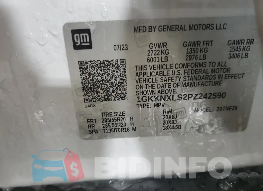 1GKKNXLS2PZ242590 Photo# 14