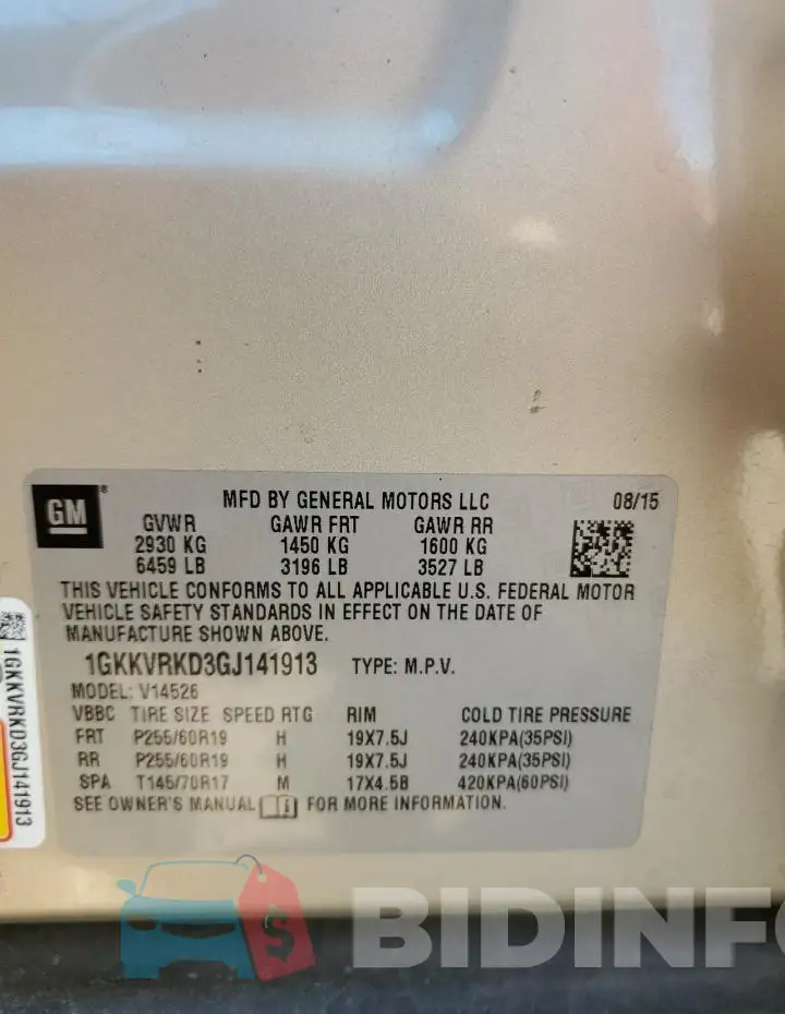 1GKKVRKD3GJ141913 Photo# 13