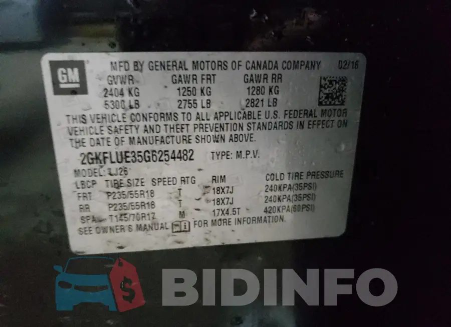 2GKFLUE35G6254482 Photo# 13