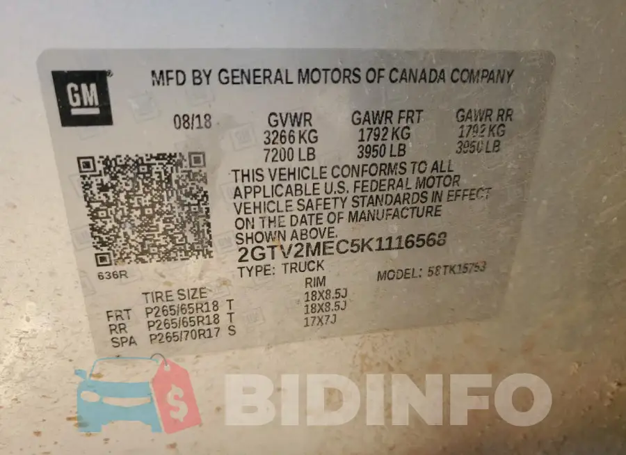 2GTV2MEC5K1116568 Photo# 12